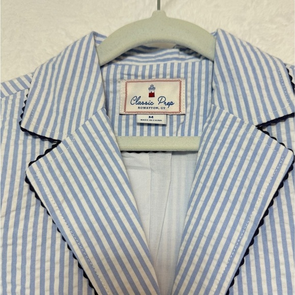 NWT Classic Prep Laura Blazer Seersucker Blue Kids M 6/7 Academia Chic Nautical - Picture 14 of 16